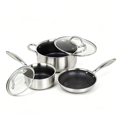 5PCS Stainless Steel Pots and Pans Set Non stick