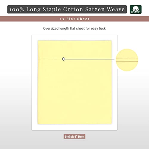 100% Cotton Full Flat Sheet 400 Thread Count Mellow Yellow