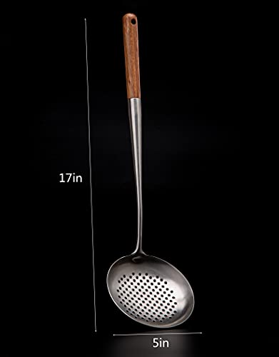 Solid 304 Stainless Steel Skimmer Slotted Spoon Colander Strainer Ladle for Cooking and Frying