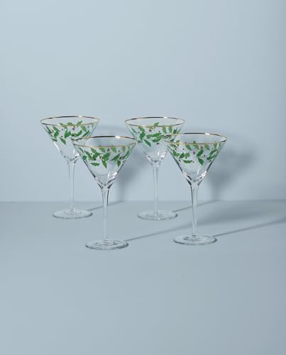 Holiday Decal Martini Glasses (4 Count)