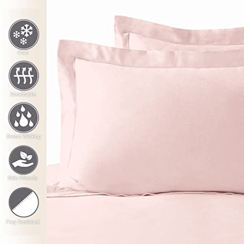100% Cotton Standard Pillow Shams 400 Thread Count Light Pink (2 Count)