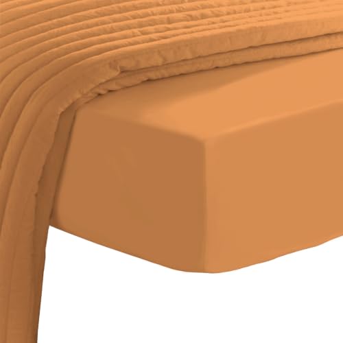 Twin Cotton Fitted Sheet 400 Thread Count Apricot Orange
