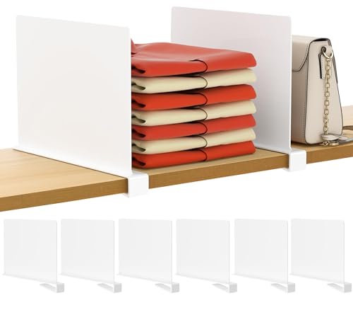 6 Pcs White Acrylic Shelf Dividers