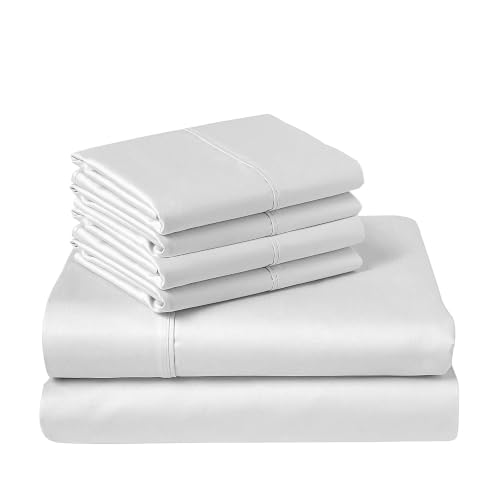 100% Cotton Sheets Set Queen with 4 Cases 400 Thread Count White