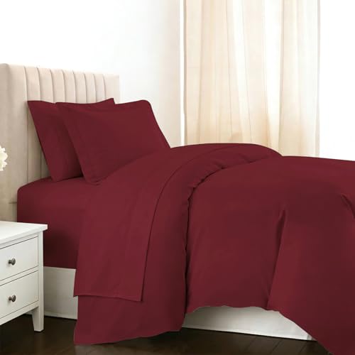Cotton Twin Duvet Cover + Sheet Set 400 Thread Count Rio Red