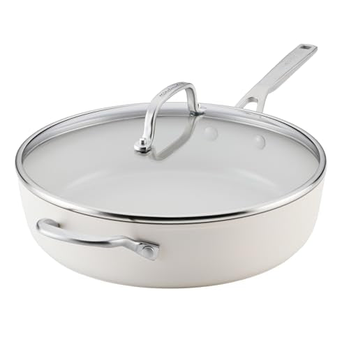 Hard Anodized Ceramic Induction Saute Pan with Lid and Helper Handle