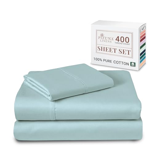 100% Cotton Sheets Set Twin 400 Thread Count Baby Blue