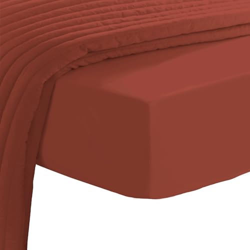 Full Cotton Fitted Sheet 400 Thread Count Brick Red
