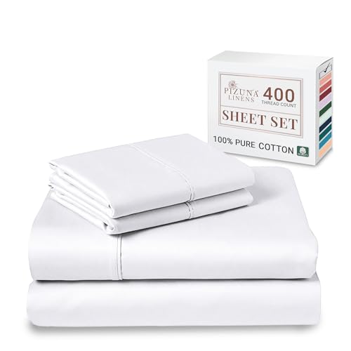 100% Cotton Sheets Set Queen 400 Thread Count White