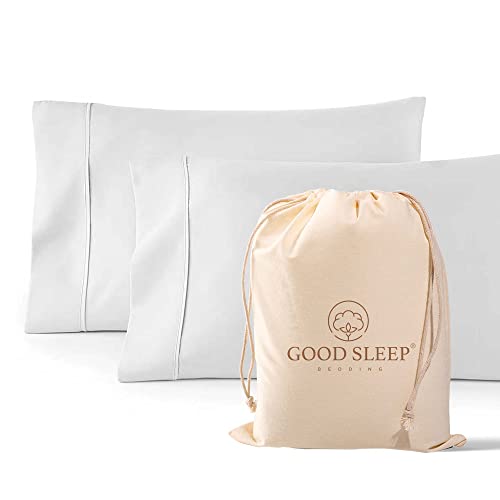 1000 TC White King Pillowcases Set of 2 100% Egyptian Cotton Pillow Cases with Long Staple Cotton & Sateen Weave (2 Count)