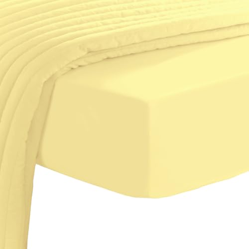 Queen Cotton Fitted Sheet 400 Thread Count Mellow Yellow