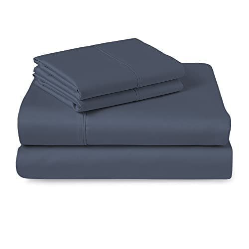 100% Cotton Sheets Set Twin 400 Thread Count Dark Blue