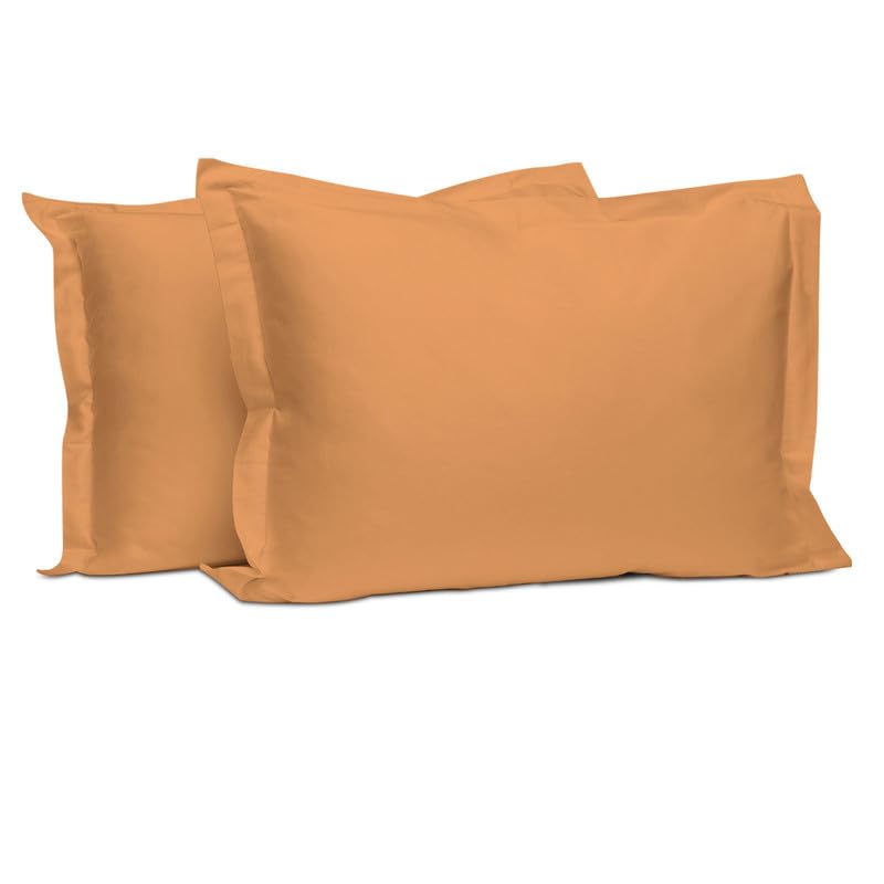 100% Cotton King Pillow Shams 400 Thread Count Apricot Orange (2 Count)