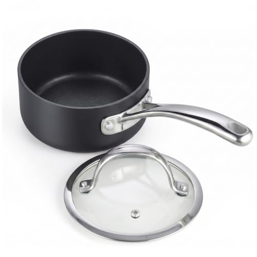 1 Quart Hard Anodized Nonstick Saucepan with Glass Lid
