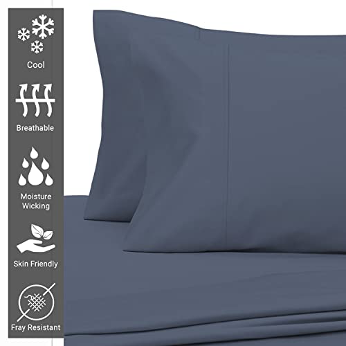 100% Cotton King Size Pillowcases 400 Thread Count Dark Blue (2 Count)