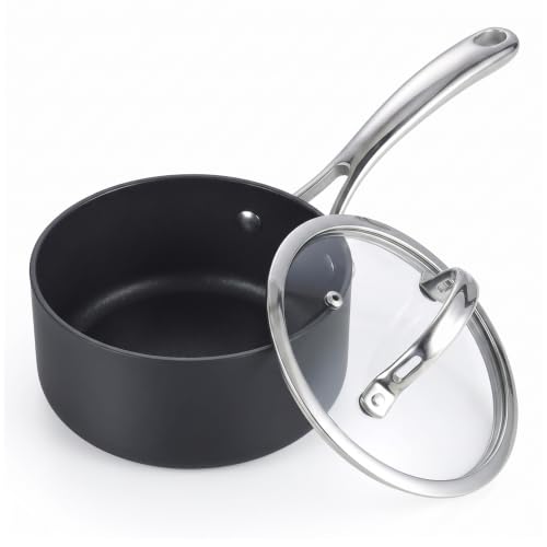 1 Quart Hard Anodized Nonstick Saucepan with Glass Lid