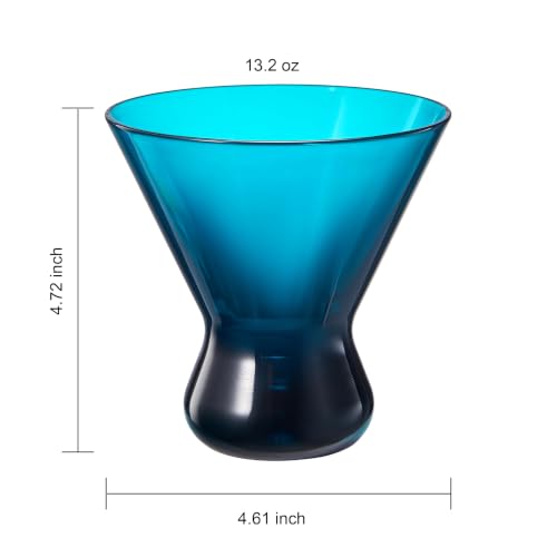 13 Ounce Colorful Pastel Plastic Stemless Martini Glasses