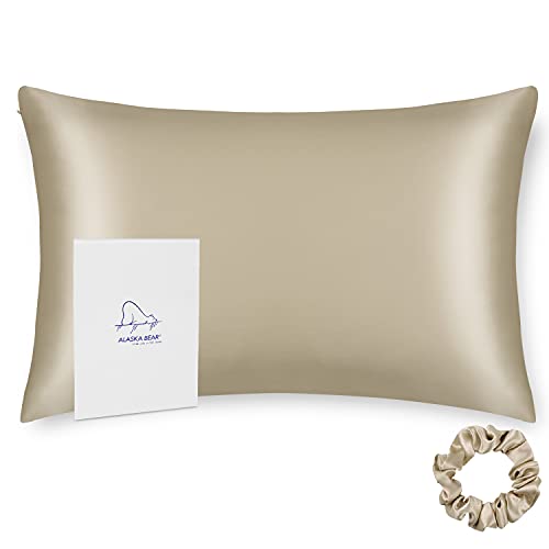 King Size Silk Pillowcase Random Color Silk Scrunchie Gift Set for Beauty Sleep