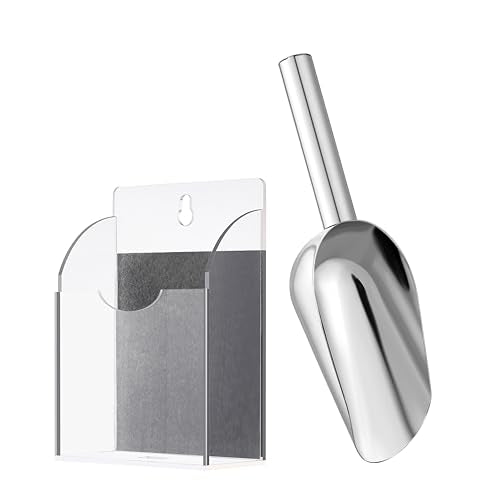 Stainless Steel Ice Scoop with Magnetic Acrylic Holder