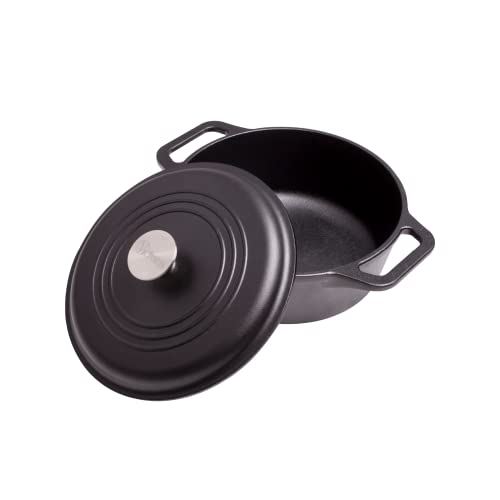 4 Quart Cast Iron Dutch Oven with Lid and Dual Loop Handles
