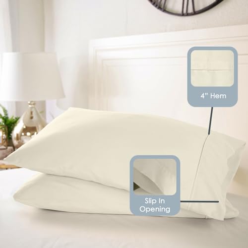100% Luxury Cotton King Size Pillow Case Ivory