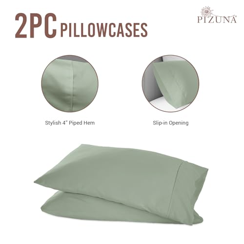 100% Cotton Queen Size Pillowcases 400 Thread Count Sea Foam (2 Count)