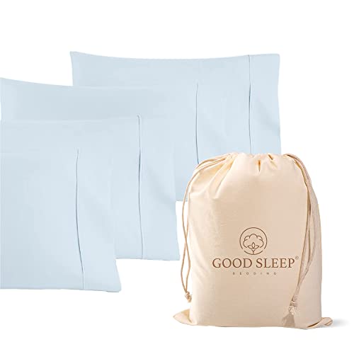 1000 TC Light Blue King Pillowcases Set of 4 100% Egyptian Cotton Pillow Cases with Long Staple Cotton & Sateen Weave (4 Count)