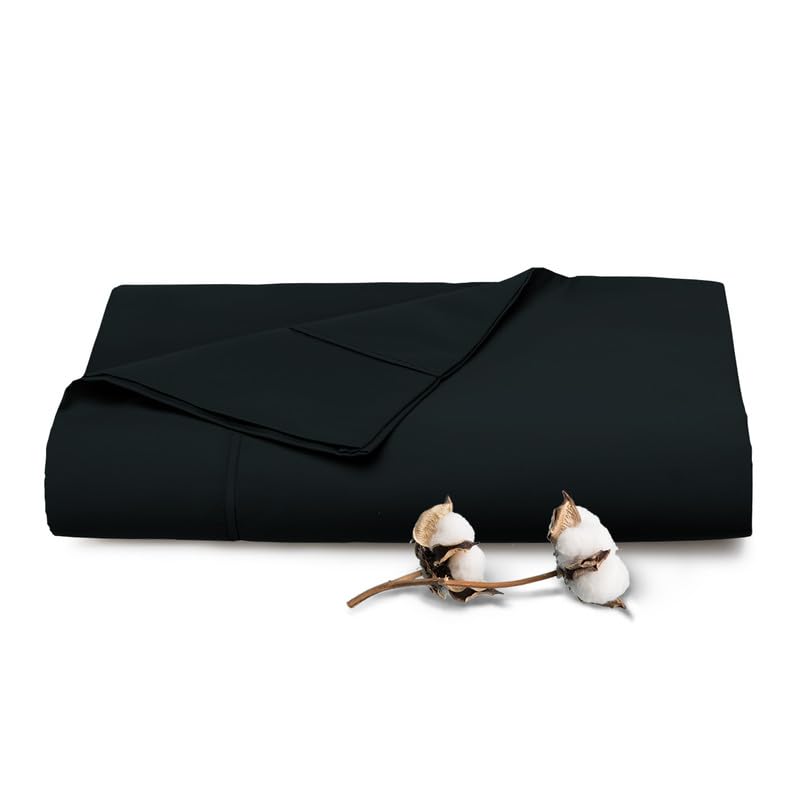 100% Cotton Twin XL Flat Sheet 400 Thread Count Black