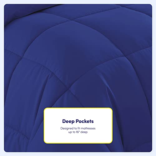 5 Piece Comforter Set Bag Solid Color All Season Soft Down Alternative Blanket & Luxurious Microfiber Bed Sheets (5 Count)