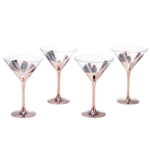 8 Ounce Modern Metallic Gold Tone Martini Glasses (4 Count)