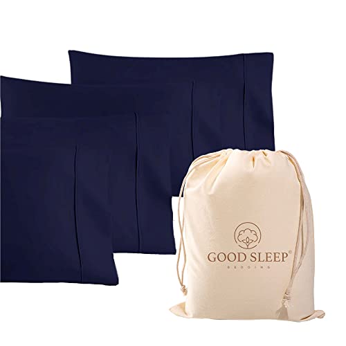 1000 TC Navy Blue Standard Pillowcases Set of 4 100% Egyptian Cotton Pillow Cases with Long Staple Cotton & Sateen Weave (4 Count)
