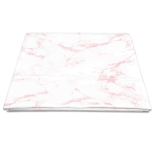 100% Cotton Carrara Marble Print King Flat Sheet 400TC Pink