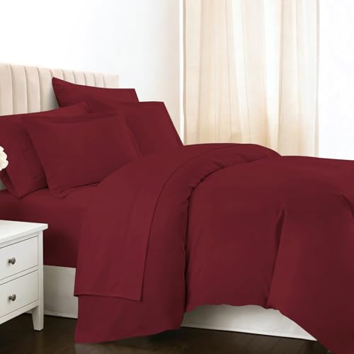 Cotton Queen Duvet Cover + Sheet Set 400 Thread Count Rio Red