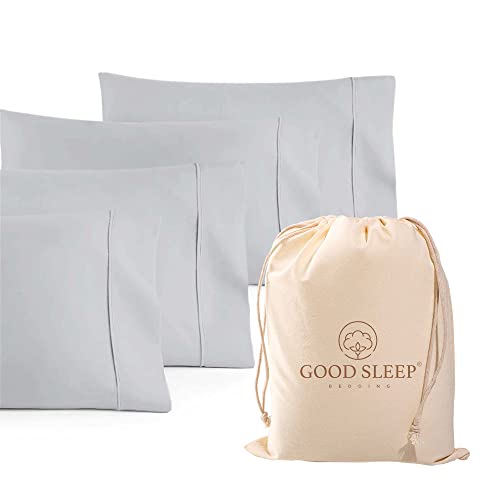 1000 TC Light Gray King Pillowcases Set of 4 100% Egyptian Cotton Pillow Cases with Long Staple Cotton & Sateen Weave (4 Count)