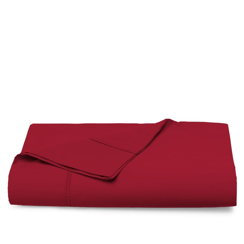 100% Cotton Twin XL Flat Sheet 400 Thread Count Burgundy Red