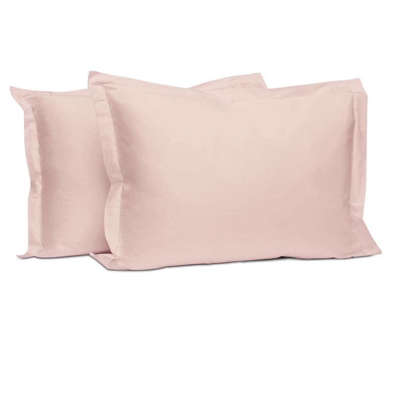 100% Cotton Standard Pillow Shams 400 Thread Count Light Pink (2 Count)