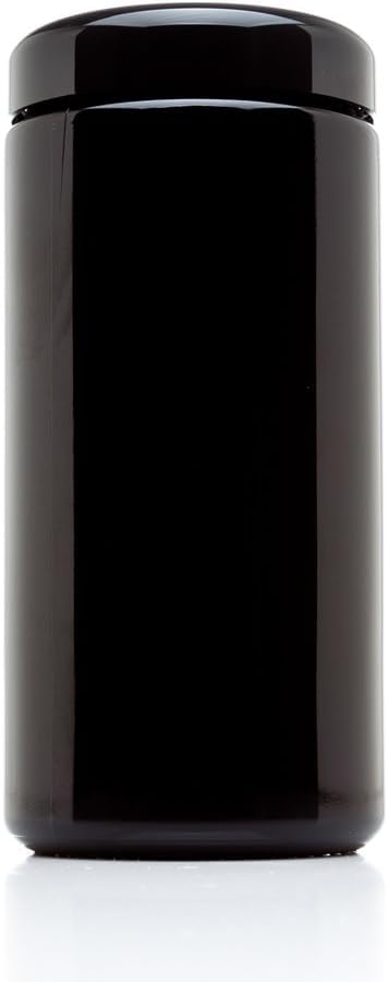 1 L (34 fl oz) Pack 6, Premium Airtight Ultraviolet Glass Jar Smell Proof, Antistatic, Light Blocking Container for Herbs, Coffee, Tea & Spices Durable, Travel-Friendly Storage (6 Count)