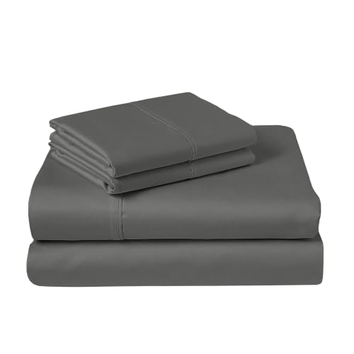 100% Cotton Sheets Set Queen 400 Thread Count Dark Grey