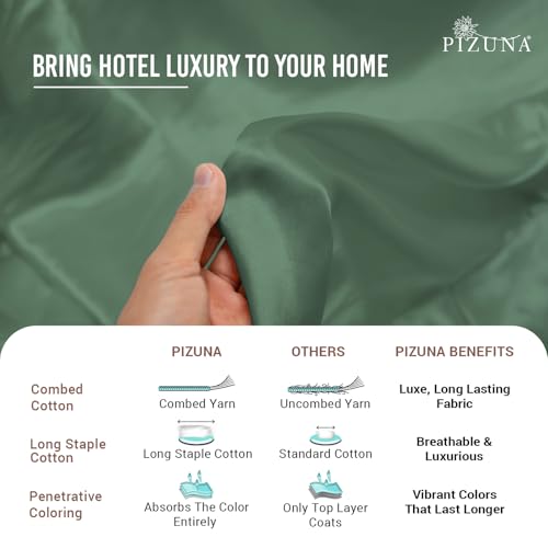 100% Cotton King Size Pillowcases 400 Thread Count Hedge Green (2 Count)