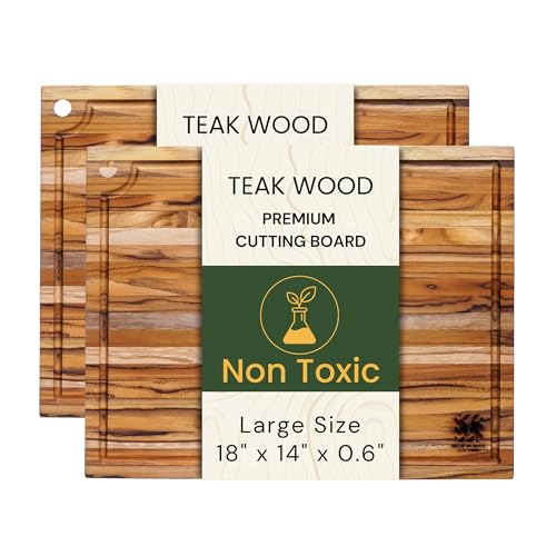 Set of 2 Premium Teak Wood Cutting Board (2 Count)