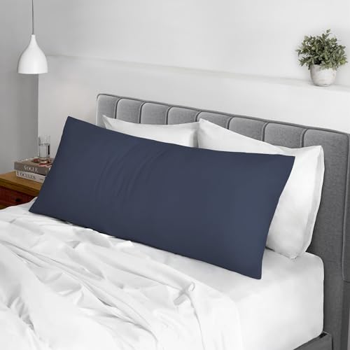 100% Cotton Long Body Pillow Case 400 Thread Count Dark Blue (2 Count)