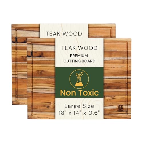 Teak Wood Cutting Board 18" x 14" x 0.6" (2 Count)
