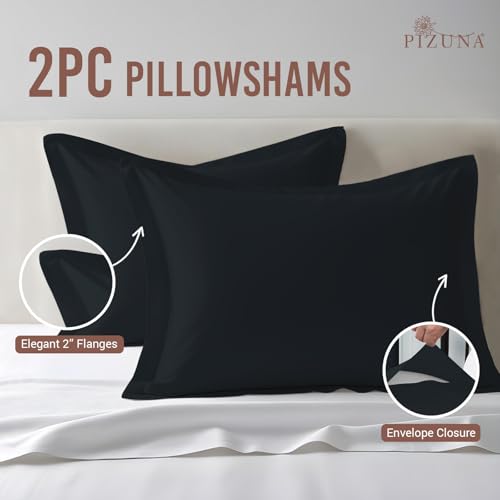 Pure 100% Cotton Pillow Shams King Size Set of 2 Black (2 Count)