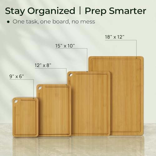 Natural Bamboo Cutting Board Set of 4 (4 Count)