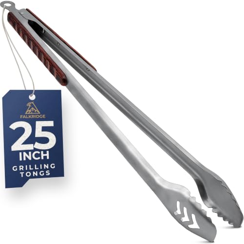 25 Inch Heavy Duty Metal Grill Tongs for Outdoor Grill & Log Fire