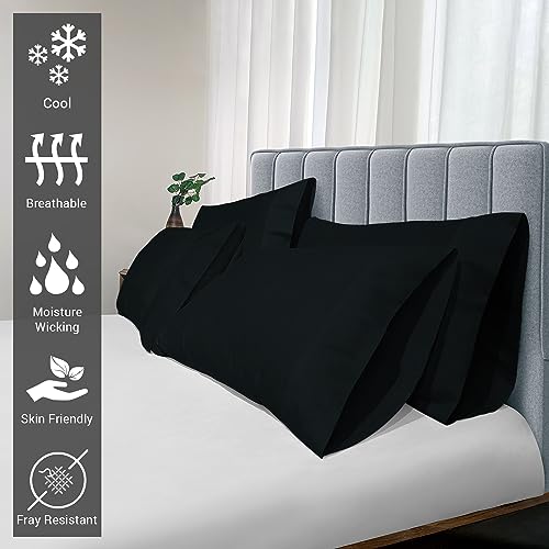 100% Cotton 4PC Queen Size Pillowcases 400 Thread Count Black (2 Count)