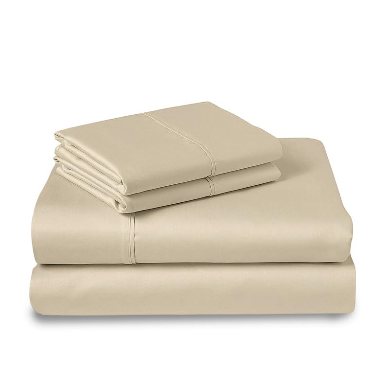 100% Cotton Sheets Set Full 400 Thread Count Beige