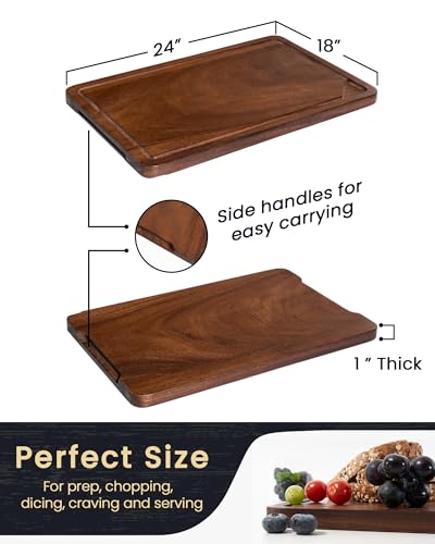 Walnut Wood Cutting Board with Juice Groove for Kitchen Countertop