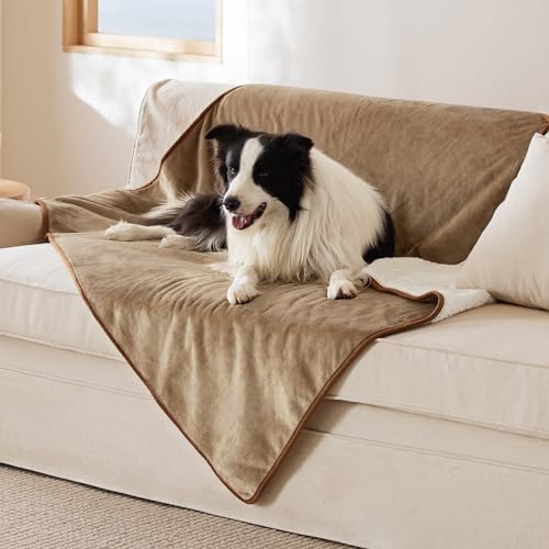 Waterproof Dog Blankets for Large Dogs Sherpa Fleece Throw