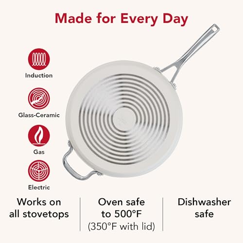 Hard Anodized Ceramic Induction Saute Pan with Lid and Helper Handle